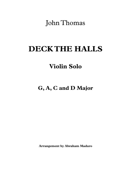 Deck The Halls Violin Solo-Four Tonalities Included image number null