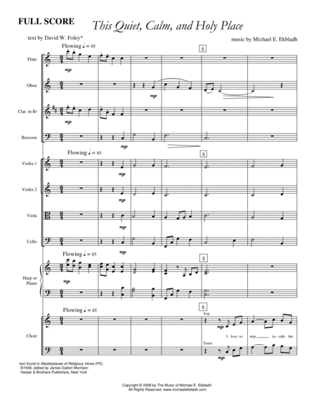 The Quiet, Calm, and Holy Place (Full Score and Parts) image number null