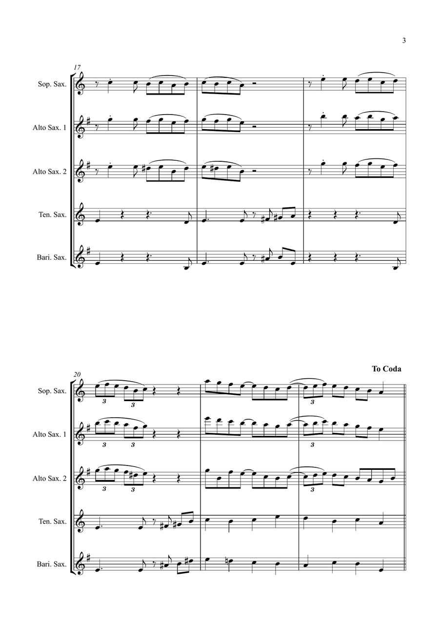 Carol of the Bells (Ukrainian Bell Carol) - Jazz Arrangement for Saxophone Quartet Saxophone Quartet scores gallery preview page 3