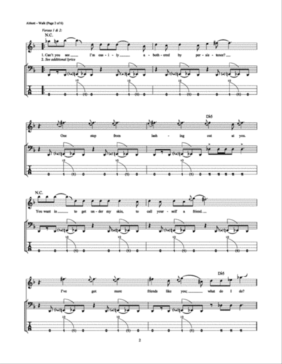 Walk Bass Guitar Tablature scores gallery preview page 2