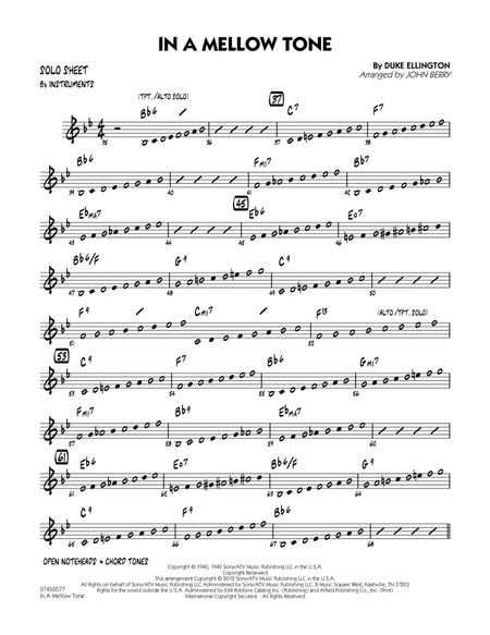 In A Mellow Tone - Bb Solo Sheet