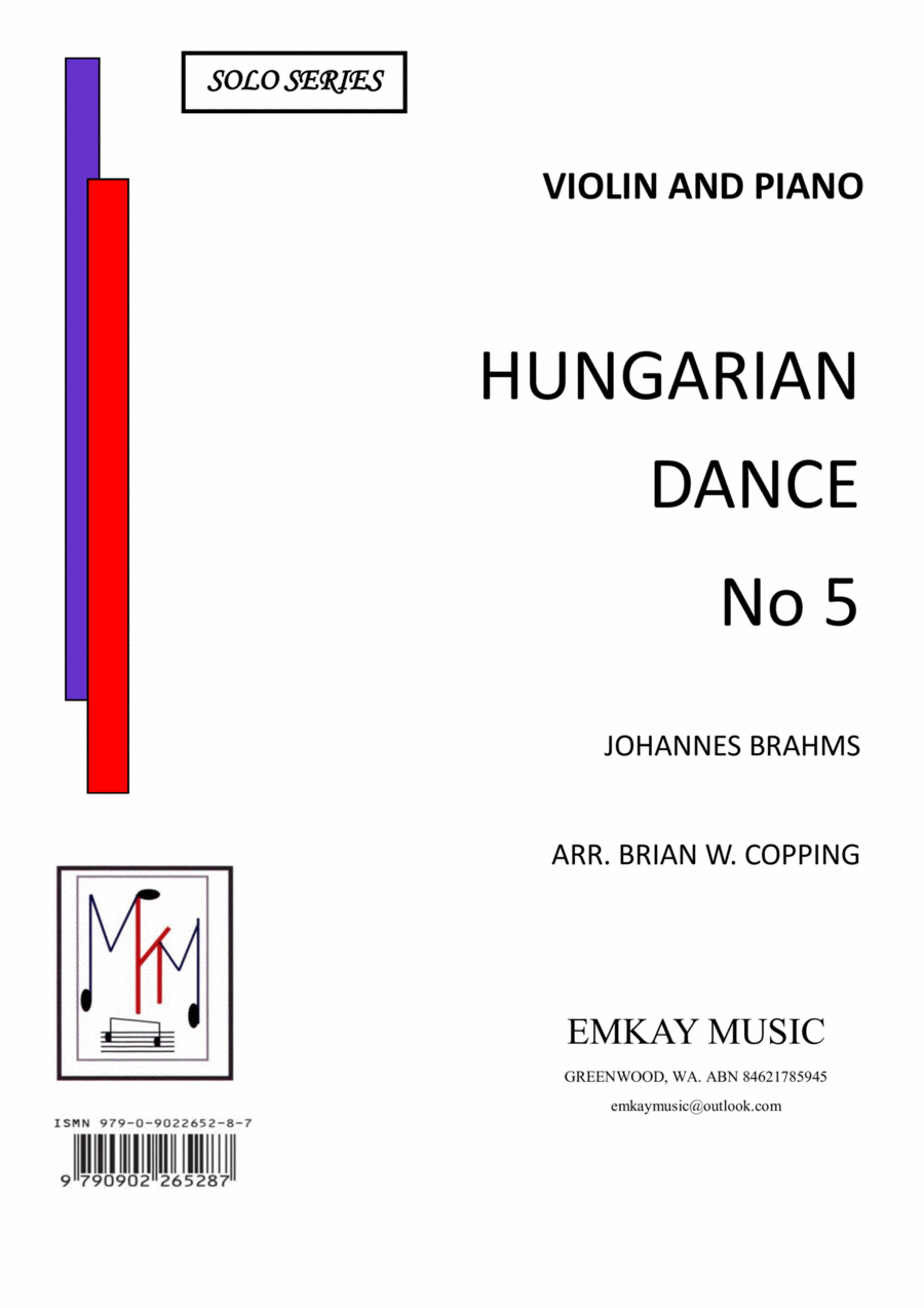HUNGARIAN DANCE NO5 – VIOLIN & PIANO Violin Solo scores gallery preview page 1