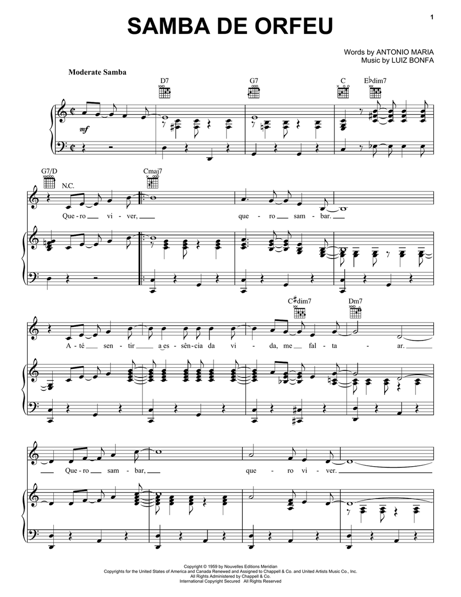 Samba De Orfeu Guitar scores gallery preview page 1