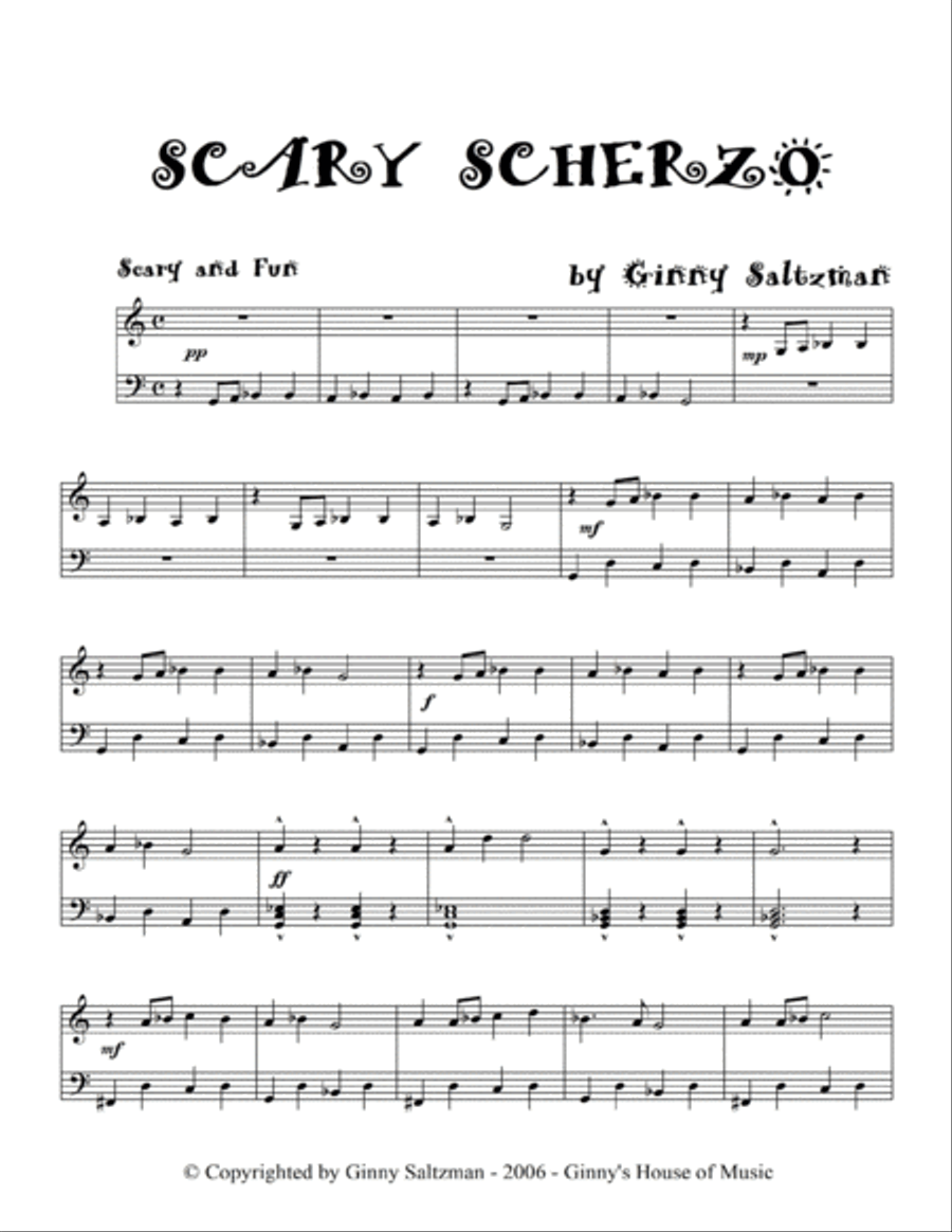 Scary Scherzo - A Fun Piece for Halloween Piano Solo scores gallery preview page 2