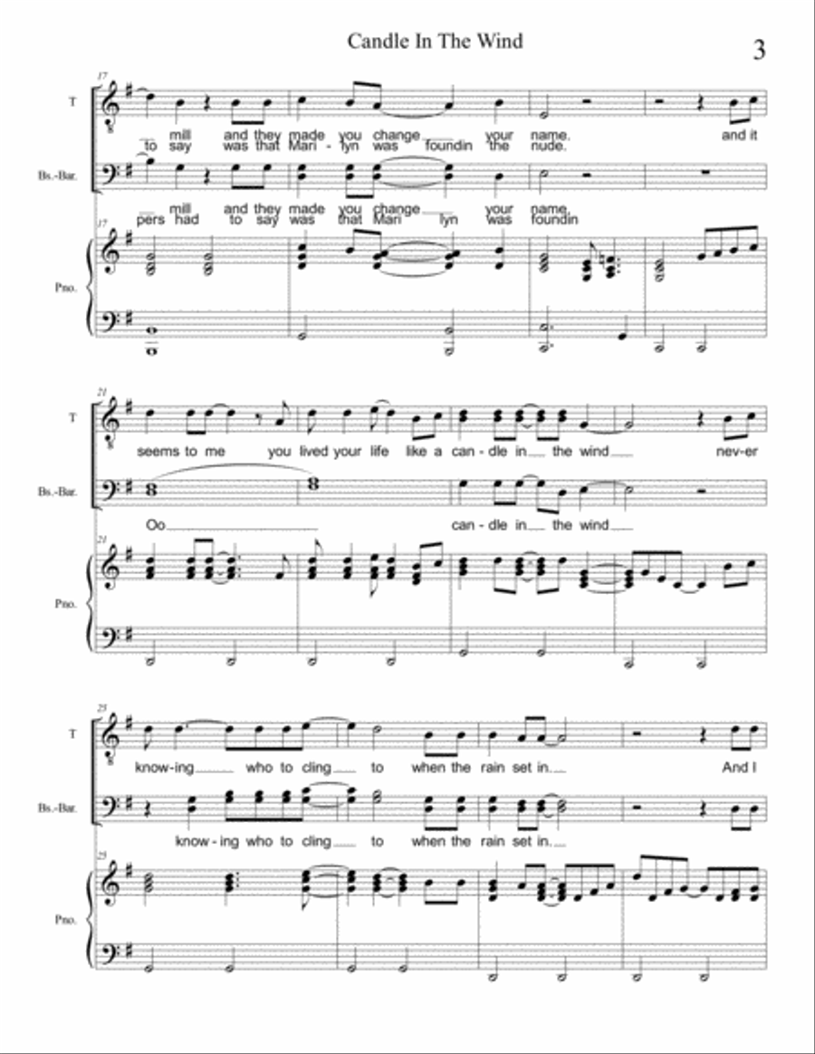 Candle In The Wind TTBB scores gallery preview page 3