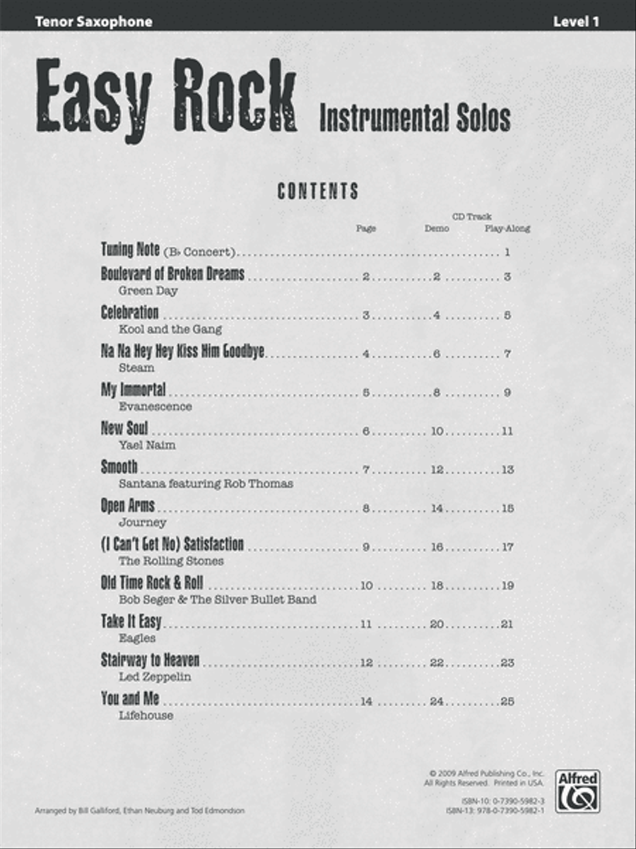 Easy Rock Instrumental Solos, Level 1 Tenor Saxophone scores gallery preview page 4