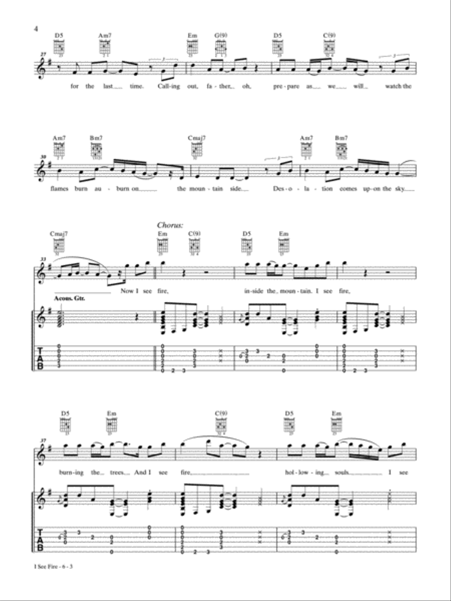 I See Fire (from The Hobbit: The Desolation of Smaug) Piano, Vocal, Guitar scores gallery preview page 3