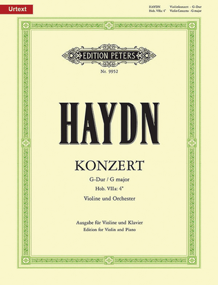 Book cover for Violin Concerto in G Hob. VIIa:4 (Edition for Violin and Piano)