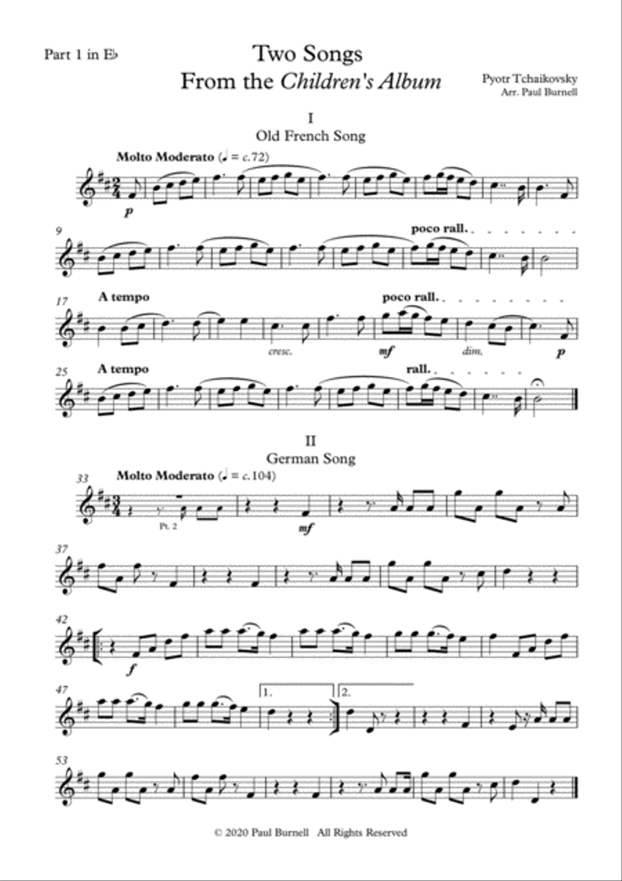 Two Songs From the Children's Album, arranged for instruments in four parts 4-Part scores gallery preview page 5