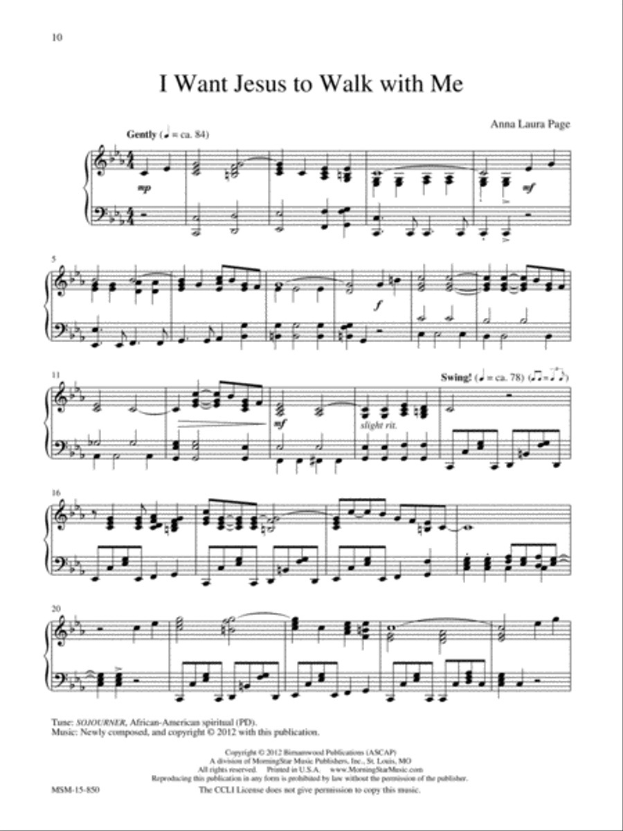 I Want Jesus to Walk with Me Piano Solo scores gallery preview page 1