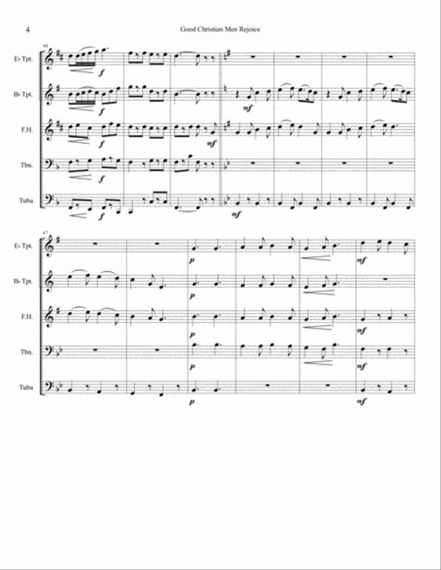 Good Christian Men Rejoice Brass Ensemble scores gallery preview page 4