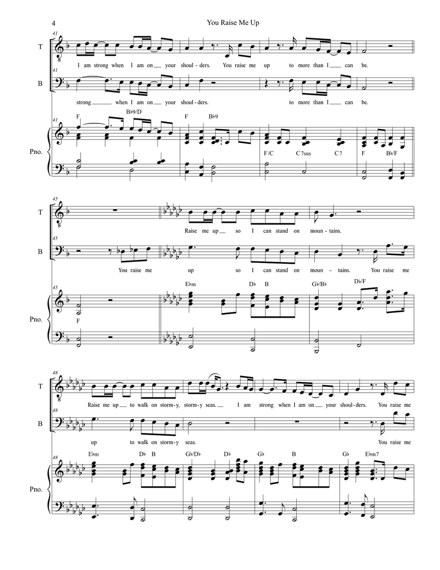 You Raise Me Up Piano scores gallery preview page 4
