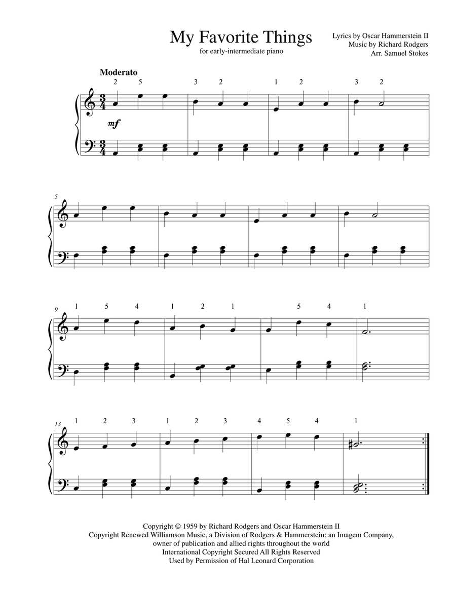 My Favorite Things My Favorite Things Easy Piano scores gallery preview page 1