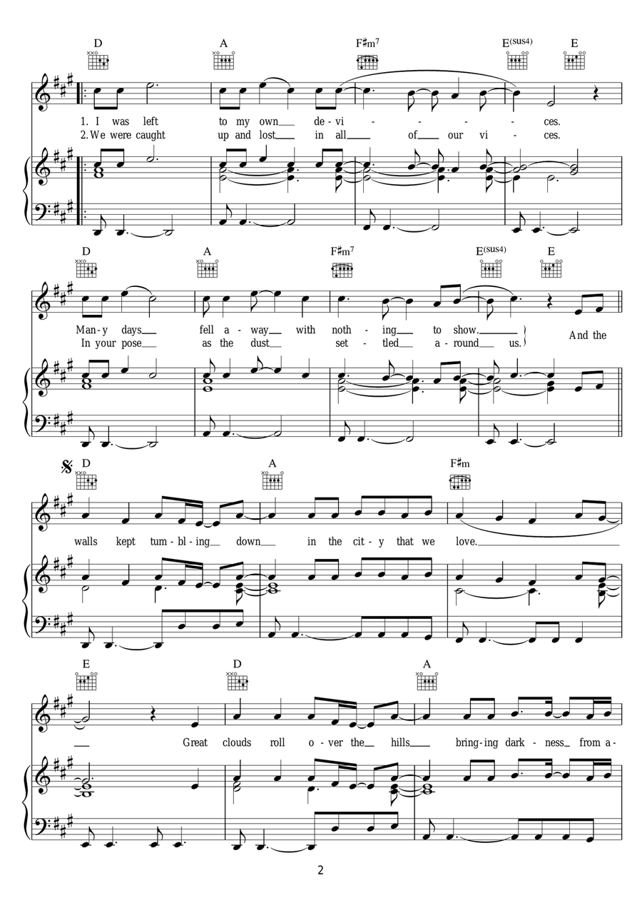 Pompeii Pompeii Acoustic Guitar scores gallery preview page 2