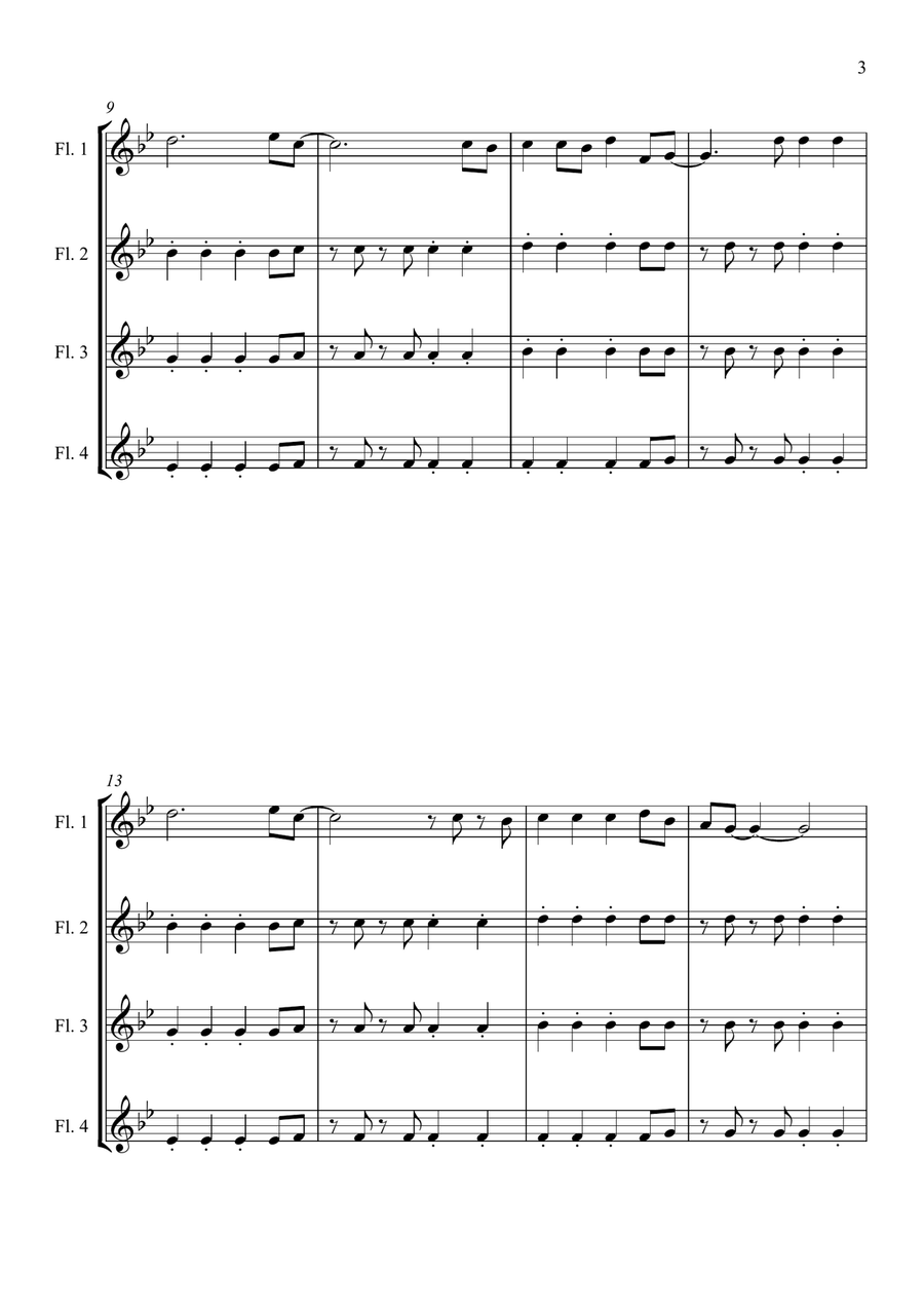 Viva La Vida Flute Quartet scores gallery preview page 3