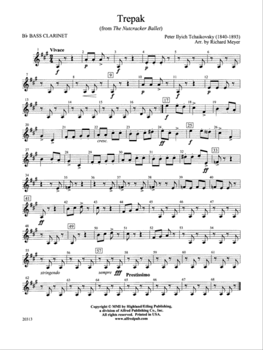 Book cover for Trepak from The Nutcracker Ballet: B-flat Bass Clarinet