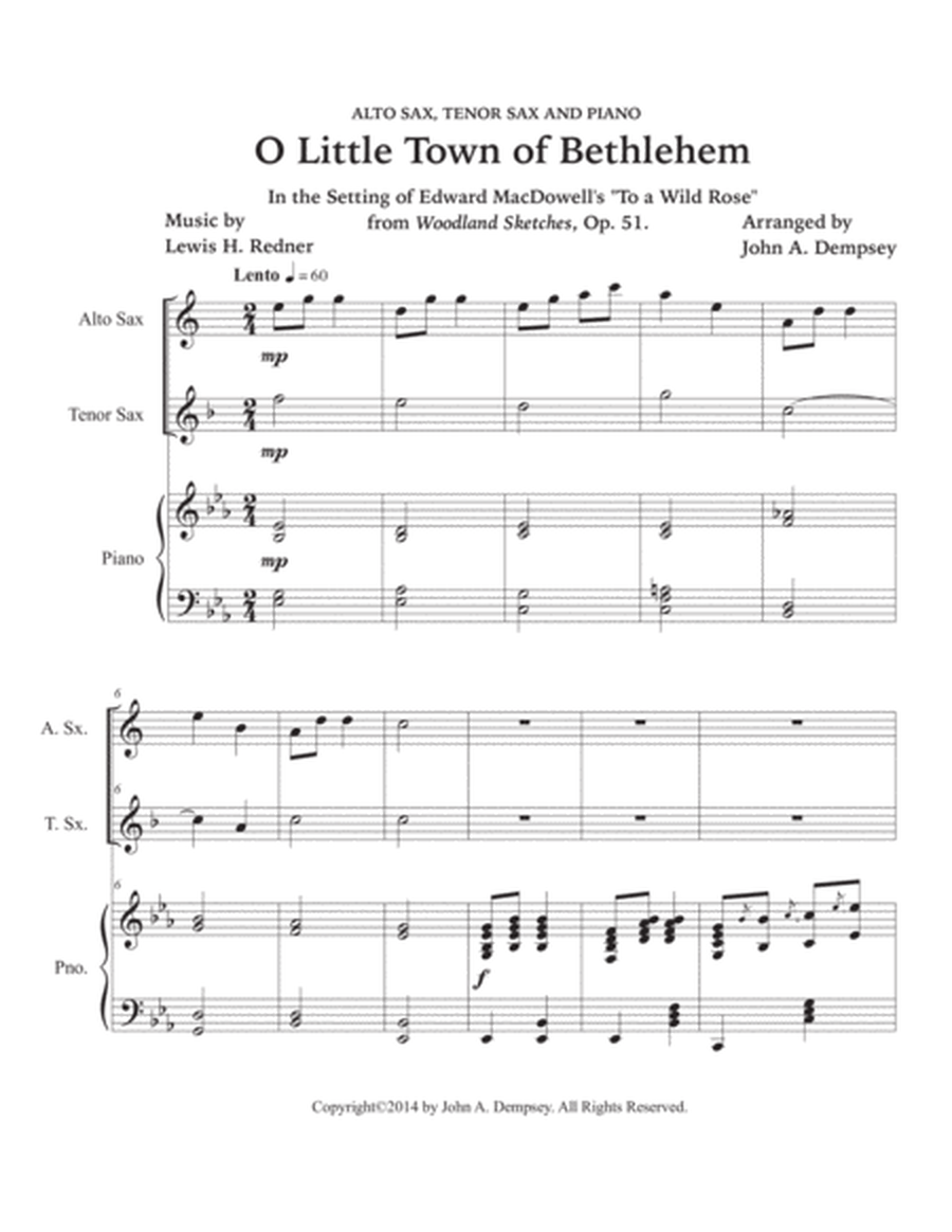 O Little Town of Bethlehem (Trio for Alto Sax, Tenor Sax and Piano) image number null