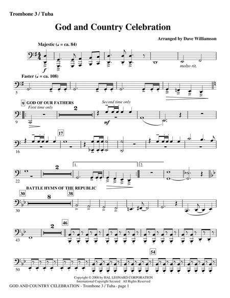 God And Country Celebration (Medley) - Trombone 3/Tuba