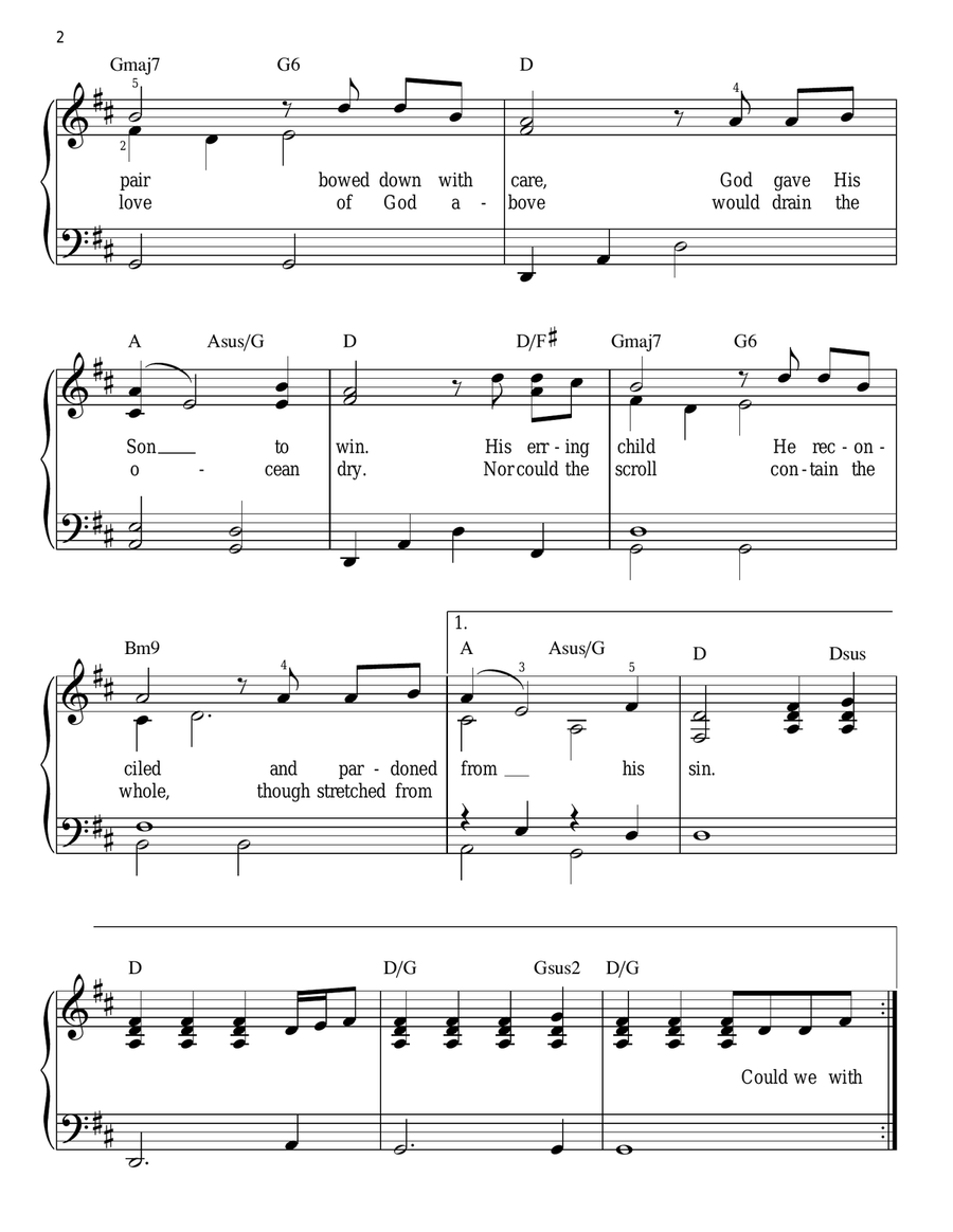 The Love Of God Easy Piano scores gallery preview page 2