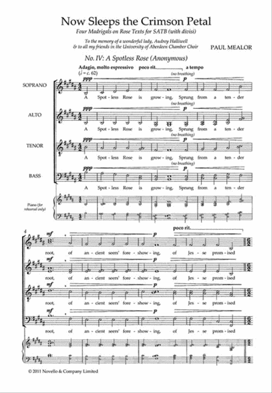 A Spotless Rose Divisi scores gallery preview page 2