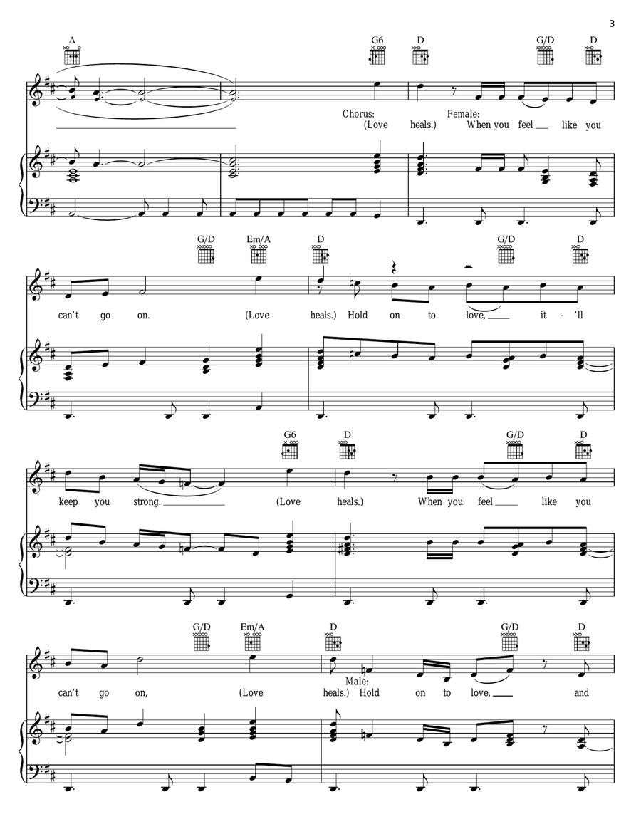 Love Heals Love Heals Piano, Vocal, Guitar scores gallery preview page 3