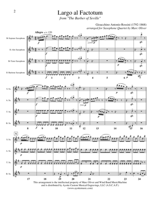 Largo al Factotum (from the Barber of Seville), transcribed for Saxophone Quartet