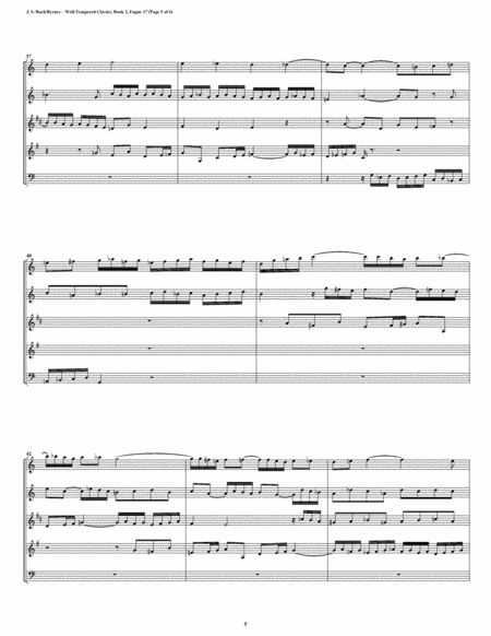Fugue 17 from Well-Tempered Clavier, Book 2 (Woodwind Quintet) image number null