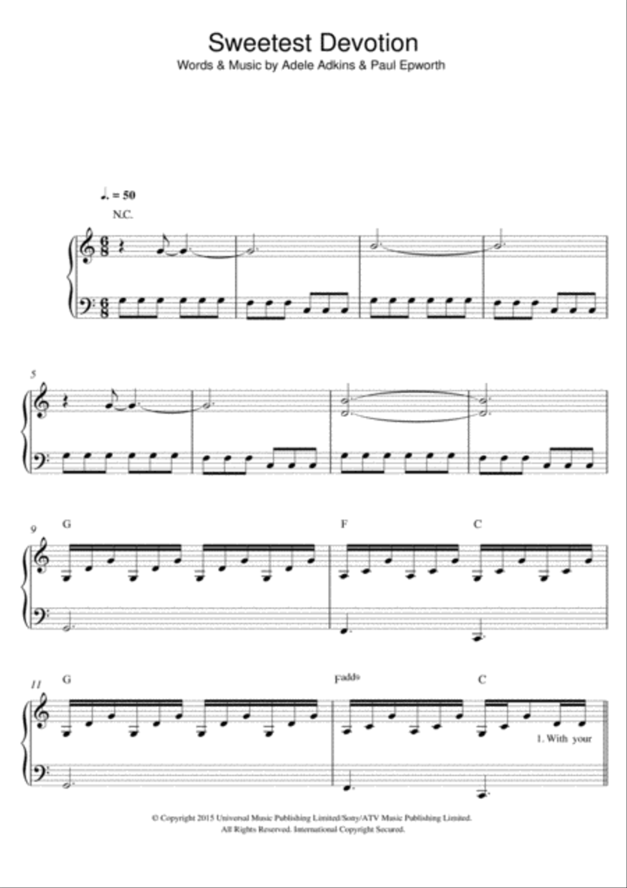 Sweetest Devotion Sweetest Devotion Easy Piano scores gallery preview page 1