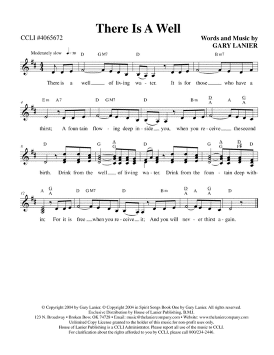 THERE IS A WELL, Lead Sheet (Includes Melody, Lyrics & Chords) image number null