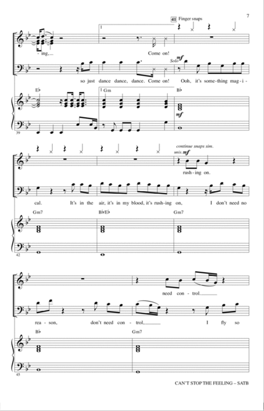 Can't Stop The Feeling (from Trolls) (arr. Mac Huff) 4-Part scores gallery preview page 6