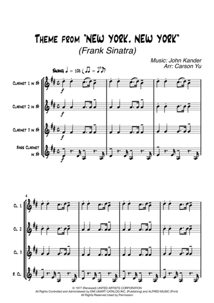 Theme From "new York, New York" by Frank Sinatra Woodwind Quartet - Digital Sheet Music
