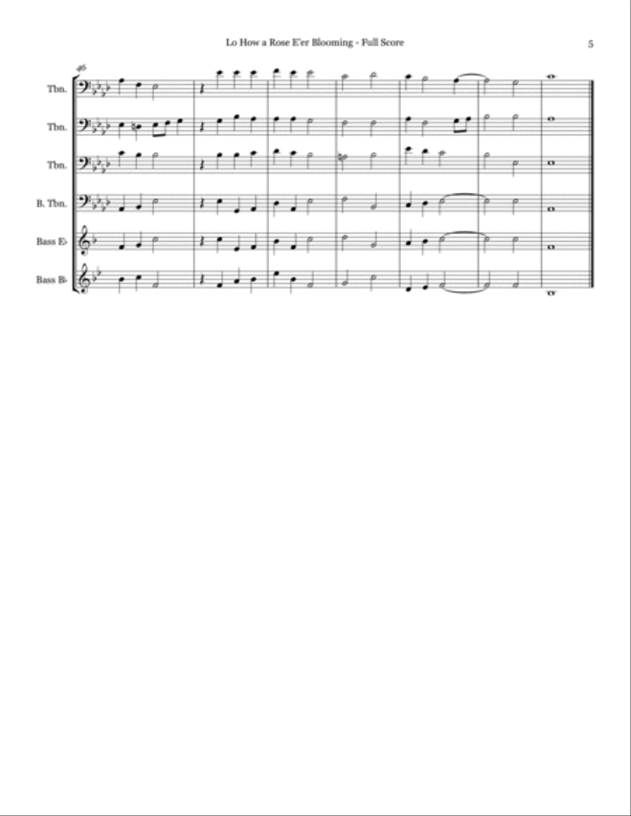 Lo How a Rose E'er Blooming - Trombone Quartet Trombone Quartet scores gallery preview page 5