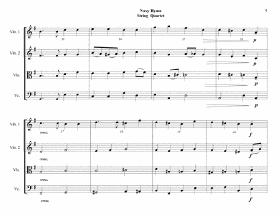 Navy Hymn (Eternal Father, Strong to Save) - String Quartet - Intermediate String Quartet scores gallery preview page 5