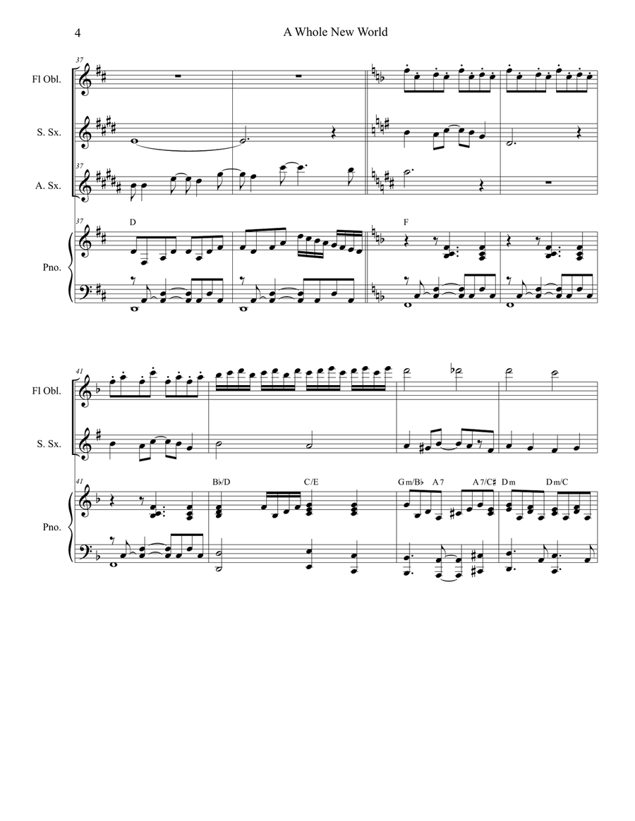 A Whole New World (from 'Aladdin') Woodwind Duet scores gallery preview page 4