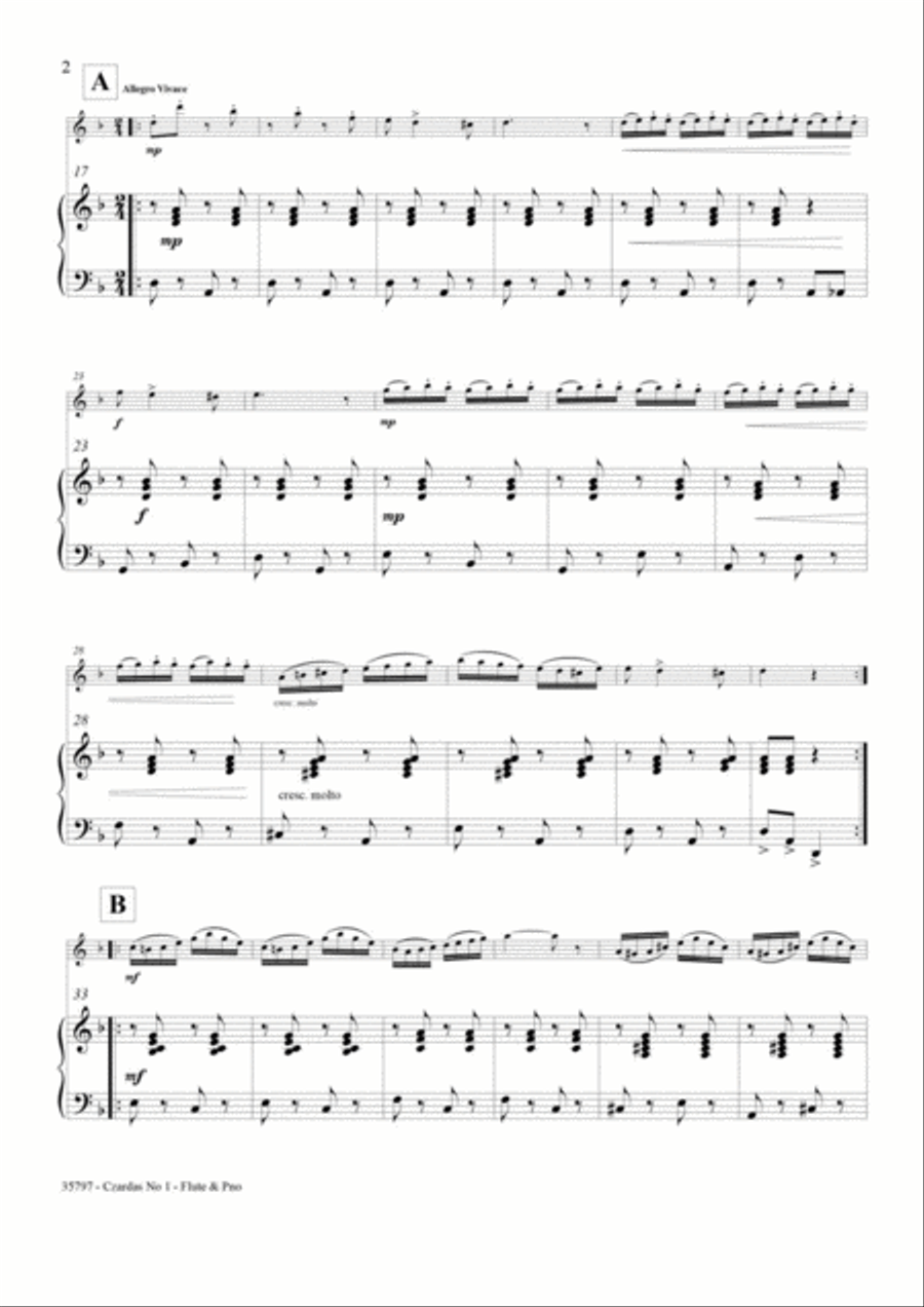 CZARDAS No1 – FLUTE & PIANO Flute Solo scores gallery preview page 3
