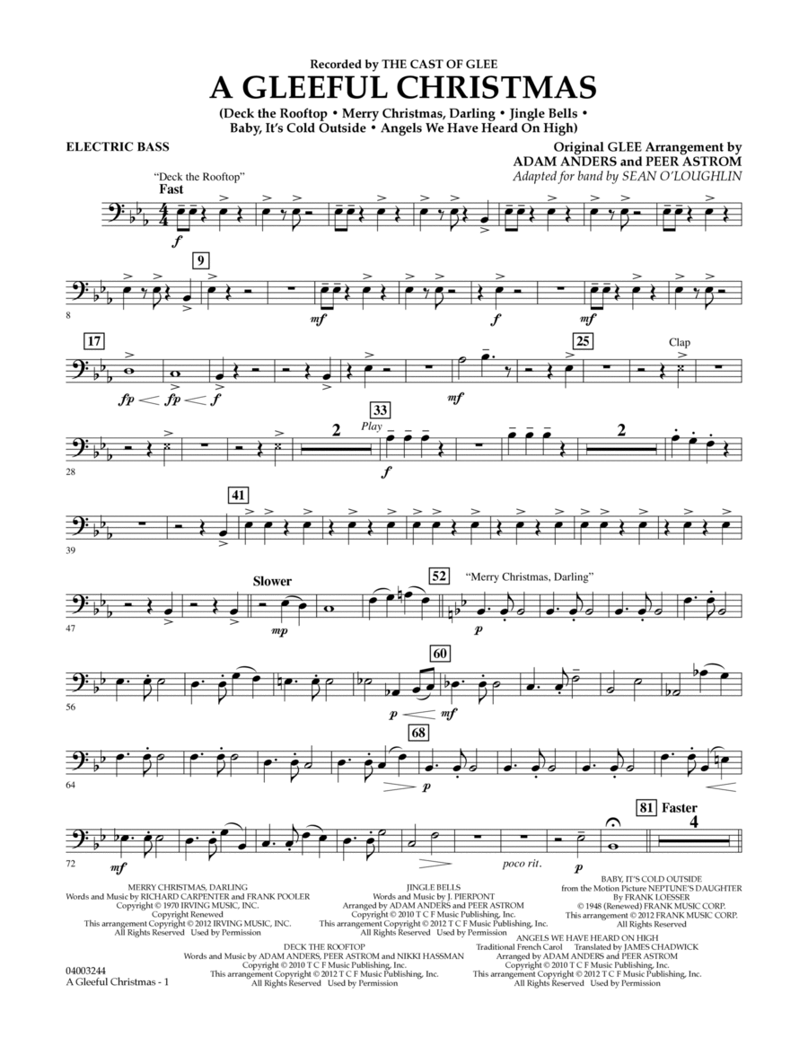 A Gleeful Christmas - Electric Bass Concert Band scores gallery preview page 1