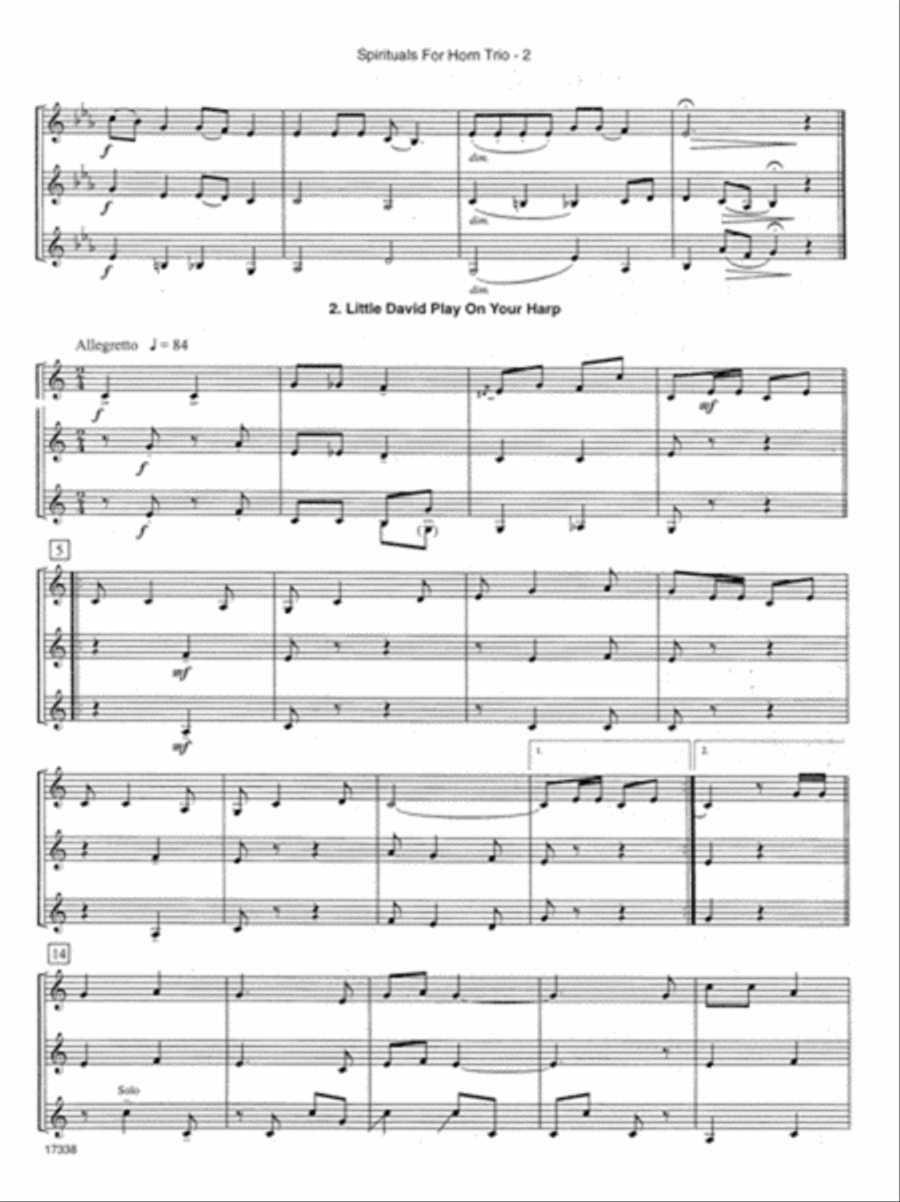 Spirituals For Horn Trio Spirituals For Horn Trio Woodwind Trio scores gallery preview page 3