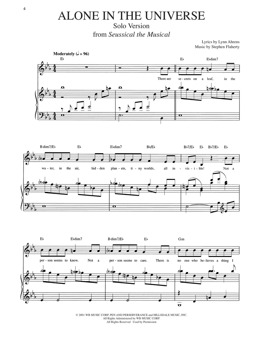 Alone In The Universe [Solo version] (from Seussical The Musical) Voice scores gallery preview page 1