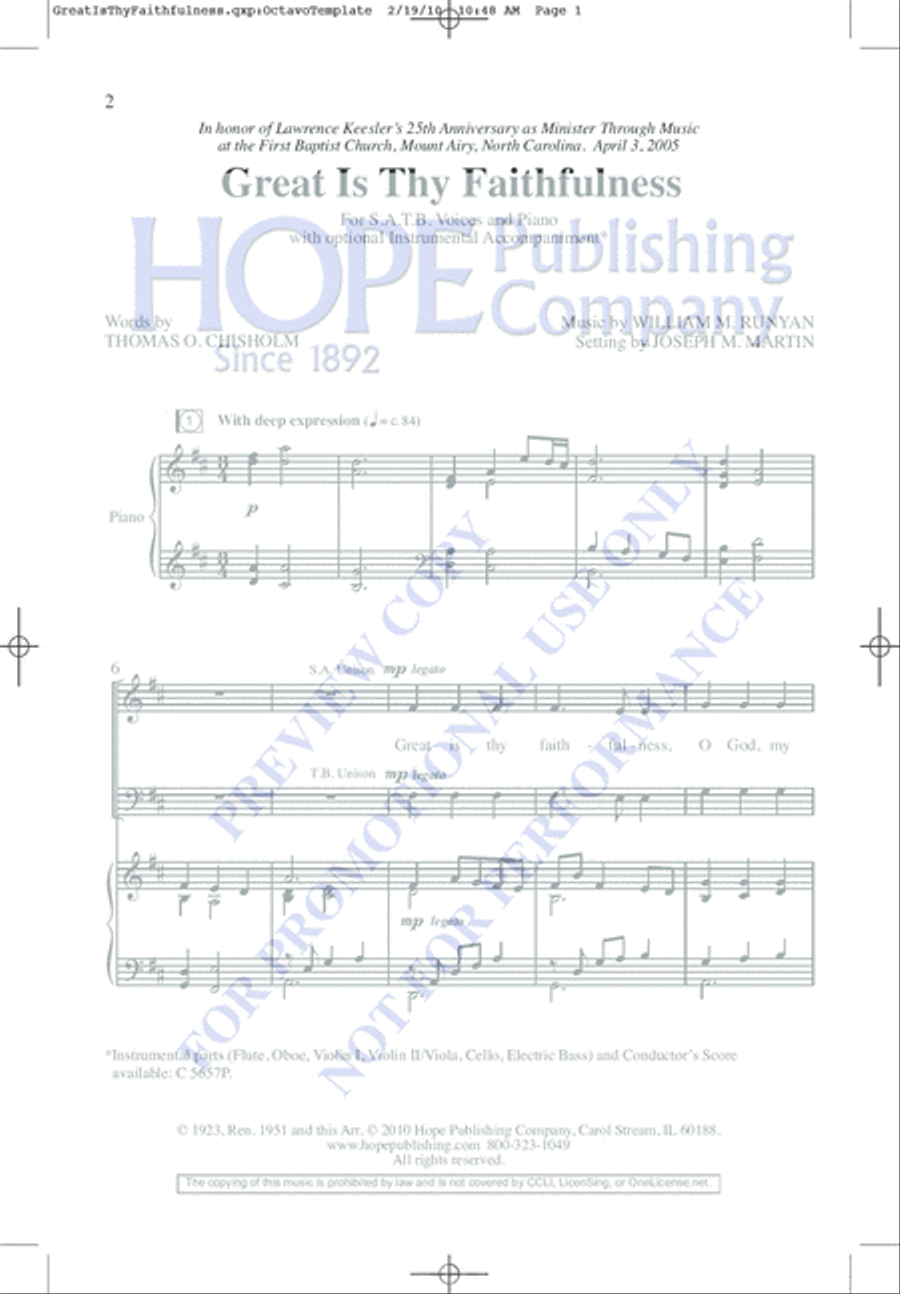 Great Is Thy Faithfulness 4-Part scores gallery preview page 2