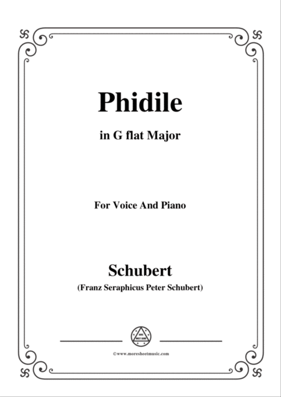 Schubert-Phidile,in G flat Major,for Voice&Piano Voice scores gallery preview page 1
