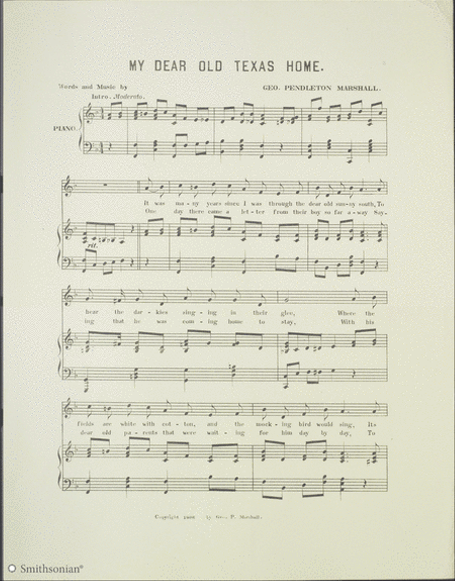 My Dear Old Texas Home Piano, Vocal scores gallery preview page 2