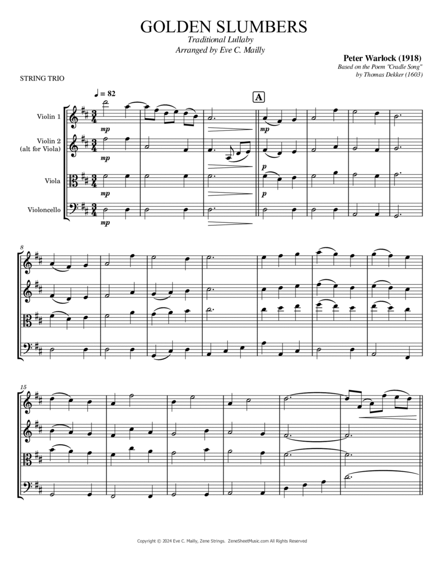 Golden Slumbers - String Trio String Trio scores gallery preview page 1