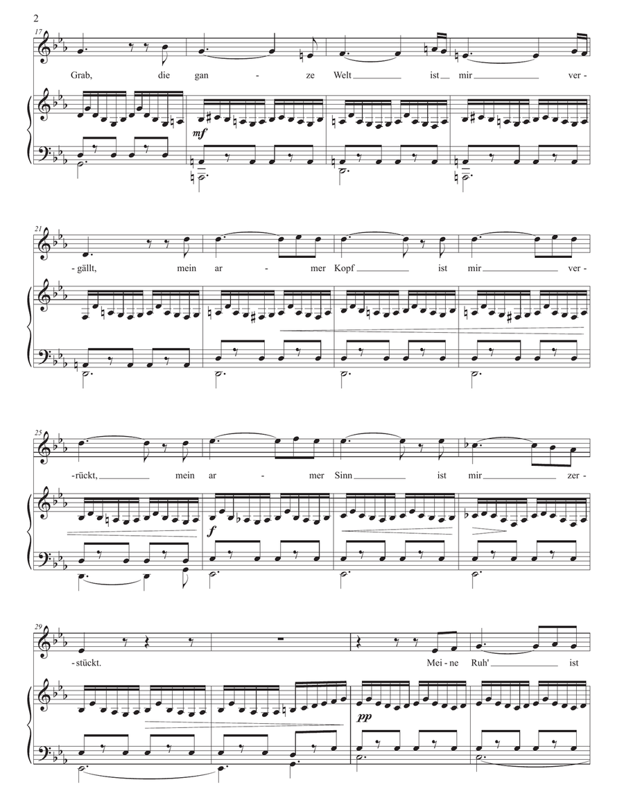 SCHUBERT: Gretchen am Spinnrade, D. 118 (transposed to C minor) Piano, Vocal scores gallery preview page 3