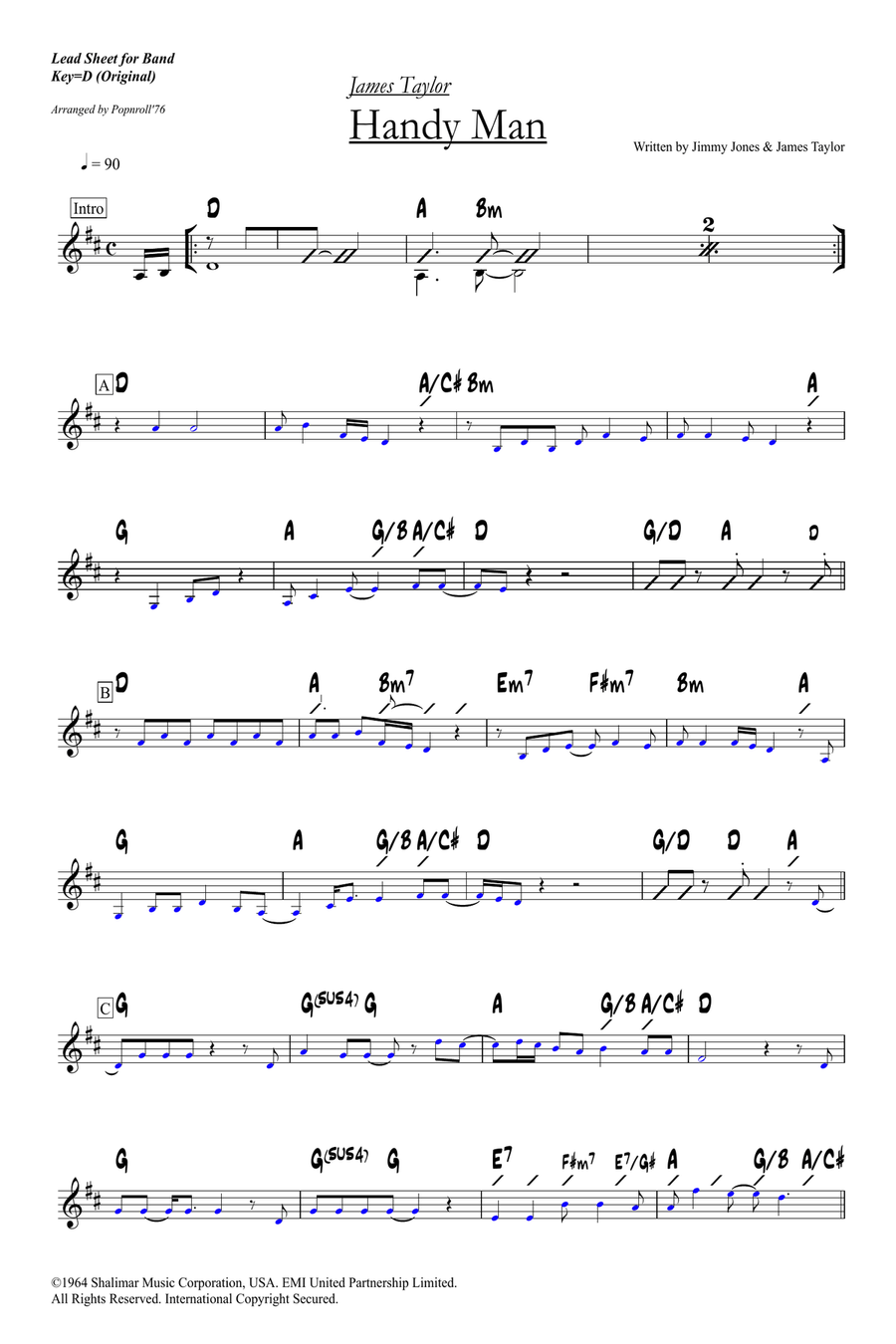 Handy Man Piano scores gallery preview page 1