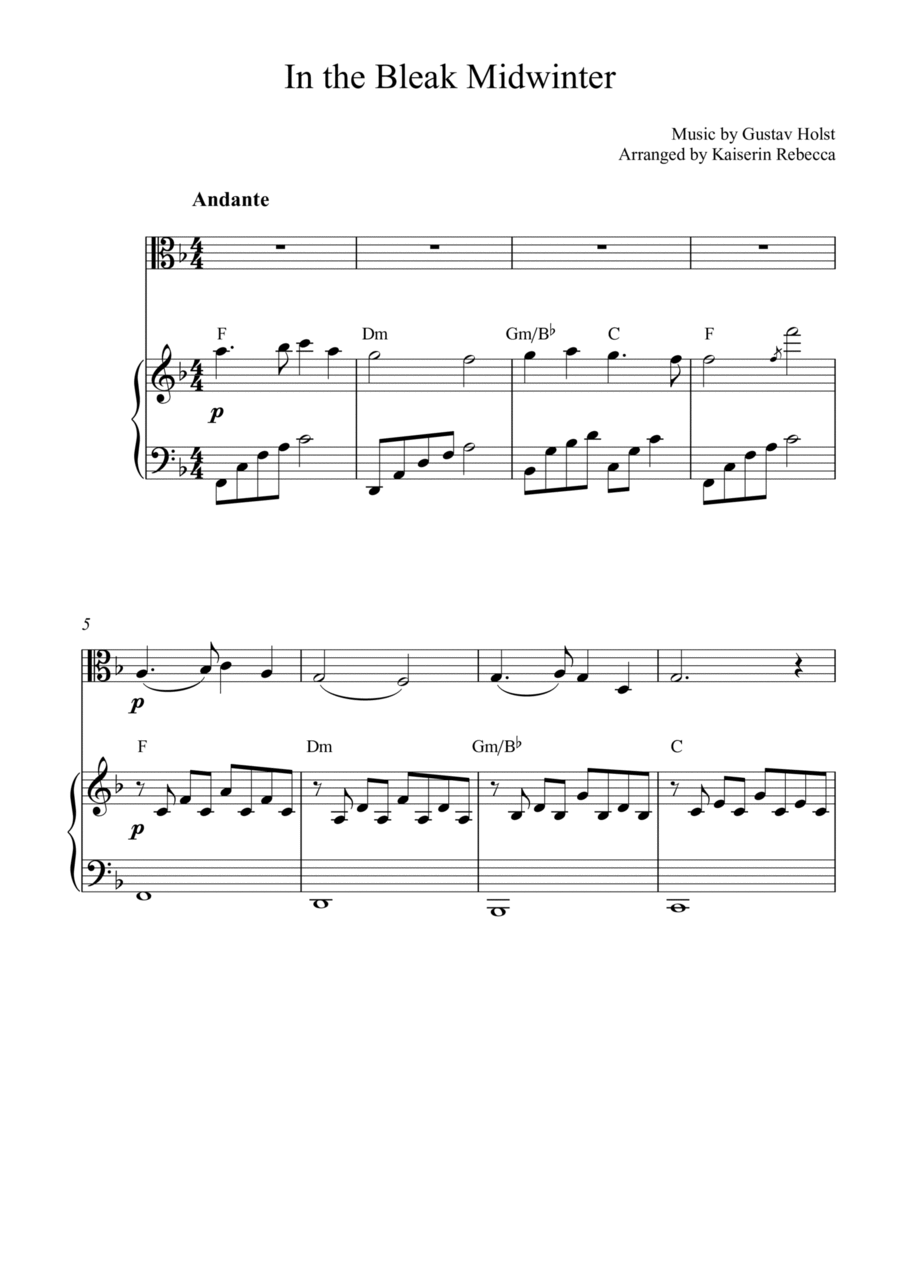 In the Bleak Midwinter Viola scores gallery preview page 1