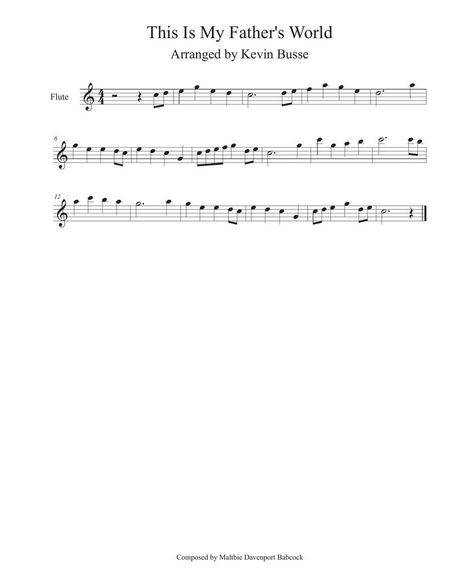 This Is My Father's World (Easy key of C) - Flute