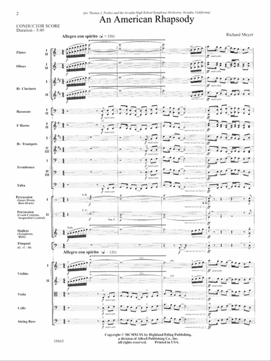An American Rhapsody: Score Full Orchestra scores gallery preview page 2
