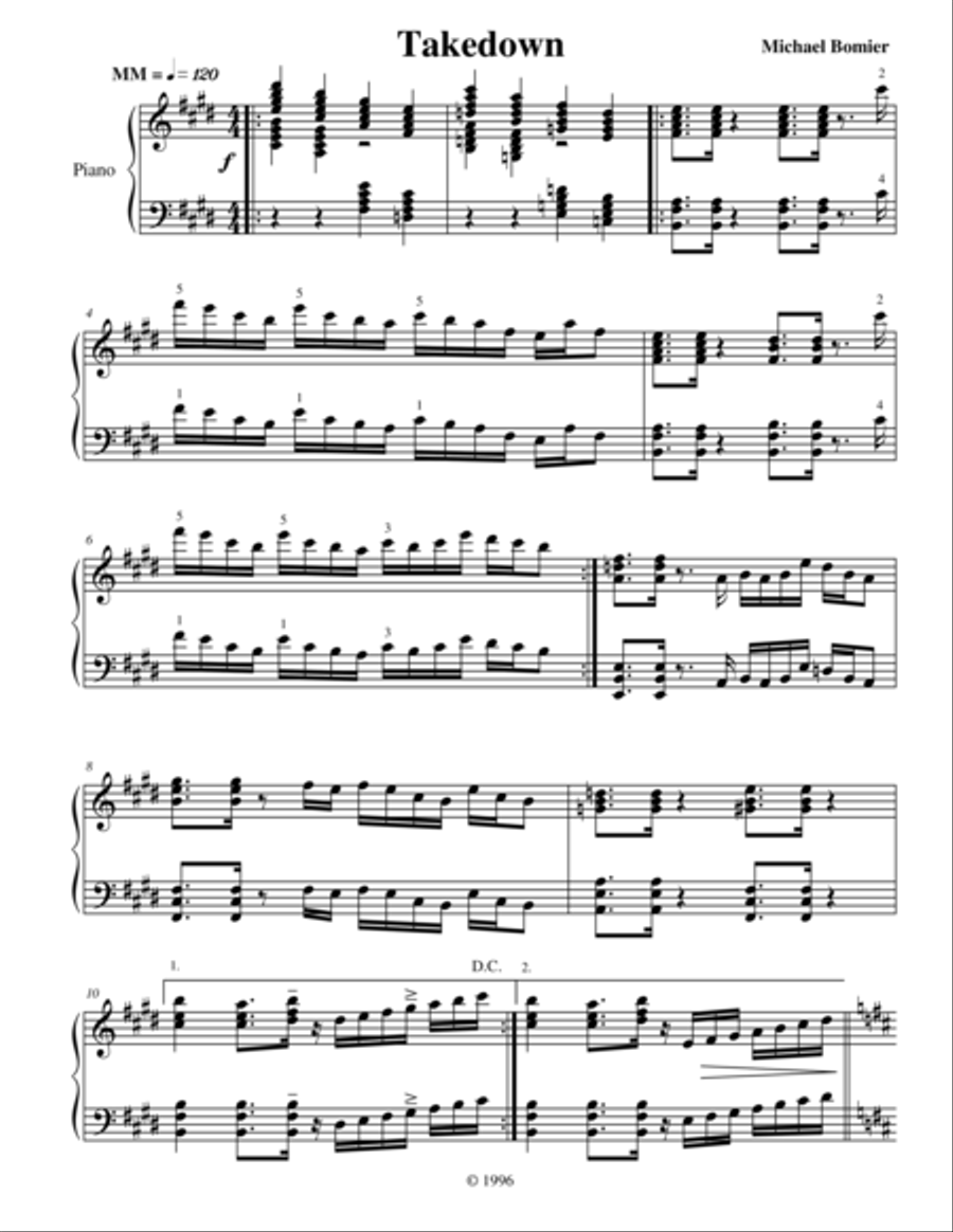 Takedown a Jazz-rock piano solo from Modern Solos Piano Solo scores gallery preview page 1