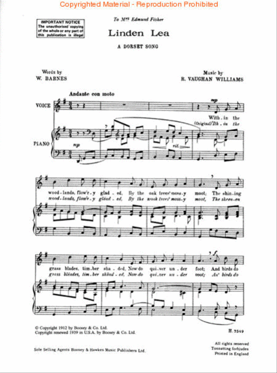 Linden Lea Medium Voice scores gallery preview page 2