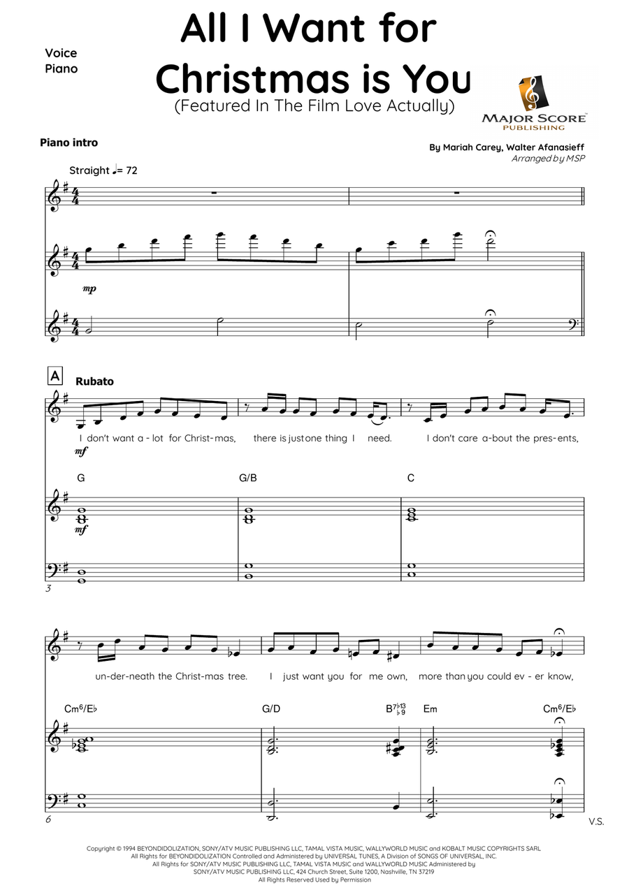 All I Want For Christmas Is You Piano, Vocal scores gallery preview page 2